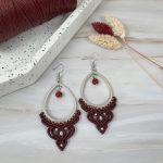 Drop Tribal Bordeaux Μακραμέ Σκουλαρίκια