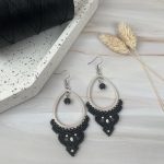 Drop Tribal Black Μακραμέ Σκουλαρίκια