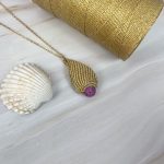 Μακραμέ Κρεμαστό Gold Drop Purple Lava