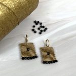 Theodora's Earrings Black Μακραμέ Σκουλαρίκια