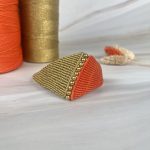 Μακραμέ Βραχιόλι Double Square Orange-Gold