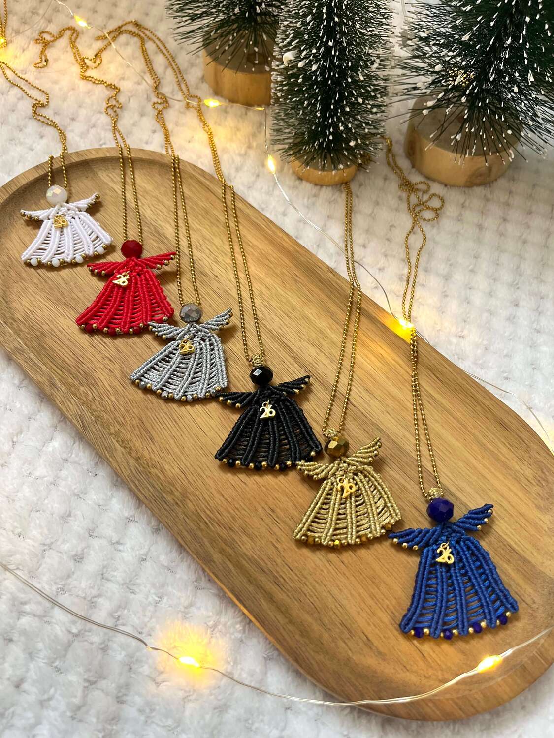 Μακραμέ Κολιέ Γούρι Αγγελάκι Μακραμέ Κρεμαστό Αγγελάκι - Image 1