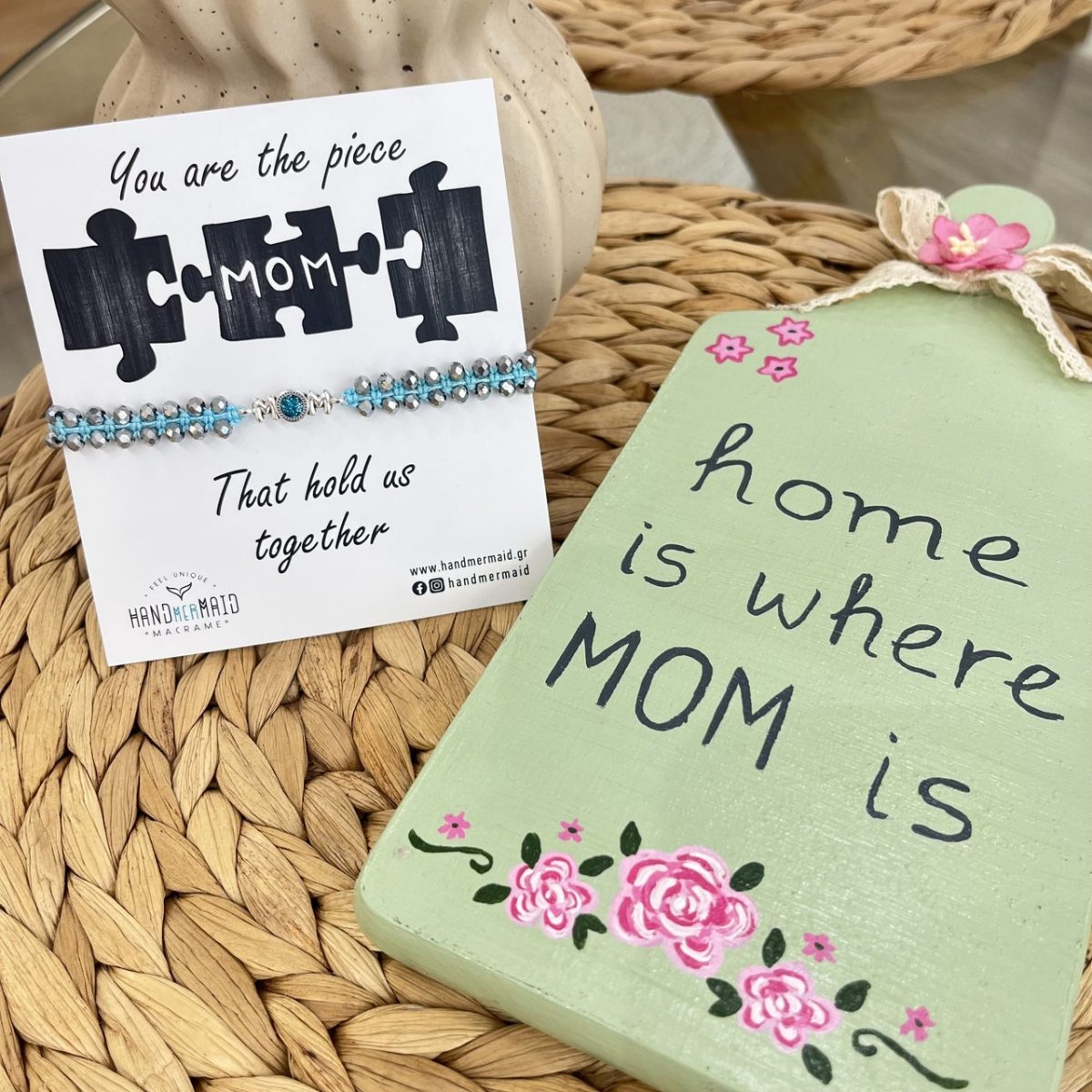 Μακραμέ Βραχιόλι Mom Γαλάζιο Με Κρύσταλλα Μακραμέ Βραχιόλι MOM Γαλάζιο Με Κρυσταλλάκια - Image 1