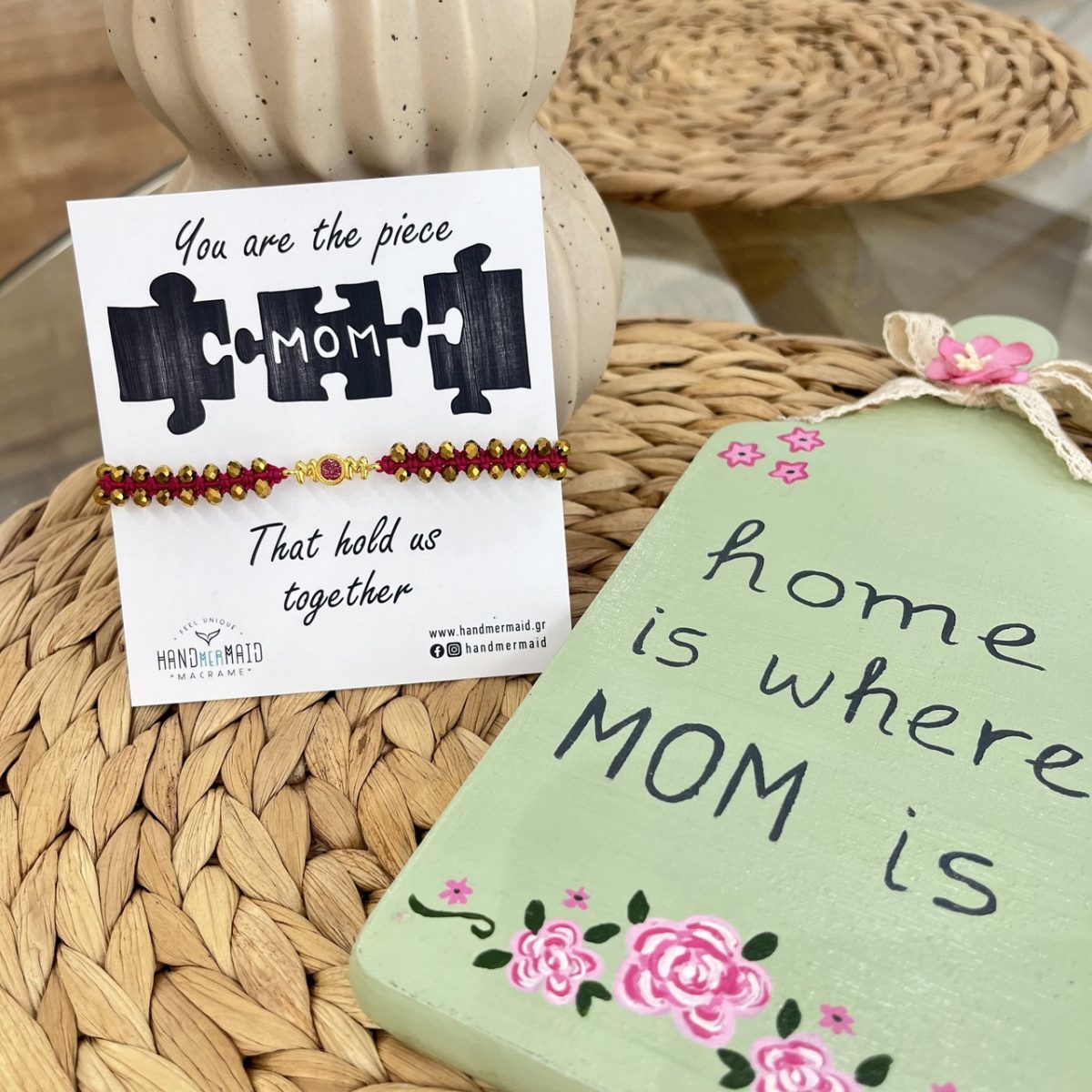 Μακραμέ Βραχιόλι Mom Φουξ Με Κρύσταλλα Μακραμέ Βραχιόλι MOM Φουξ Με Κρύσταλλα - Image 1