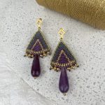 Μακραμέ Σκουλαρίκια Με Ημιπολύτιμη Πέτρα Νεφρίτη