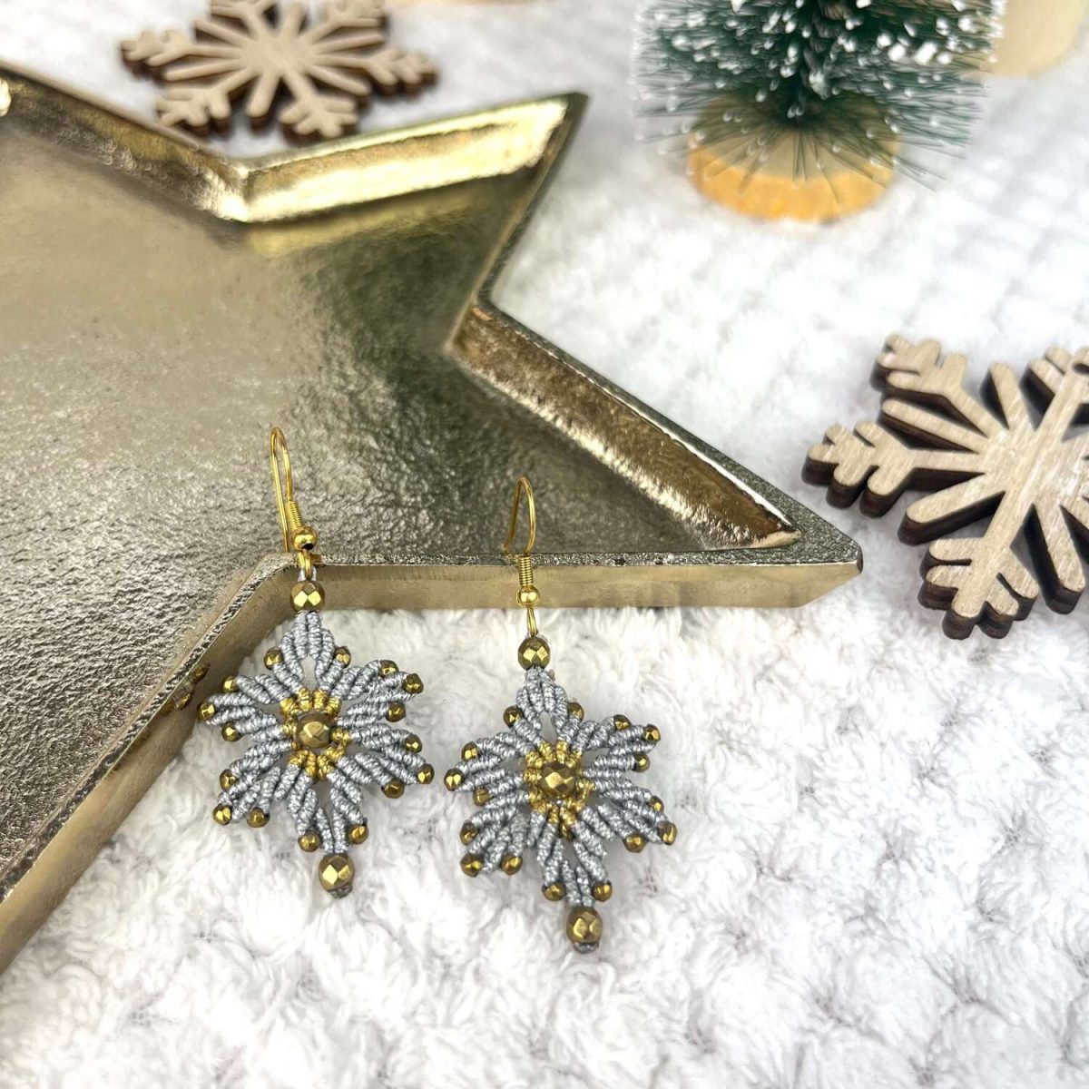 Μακραμέ Σκουλαρίκια Χιονονιφάδα - Image 2