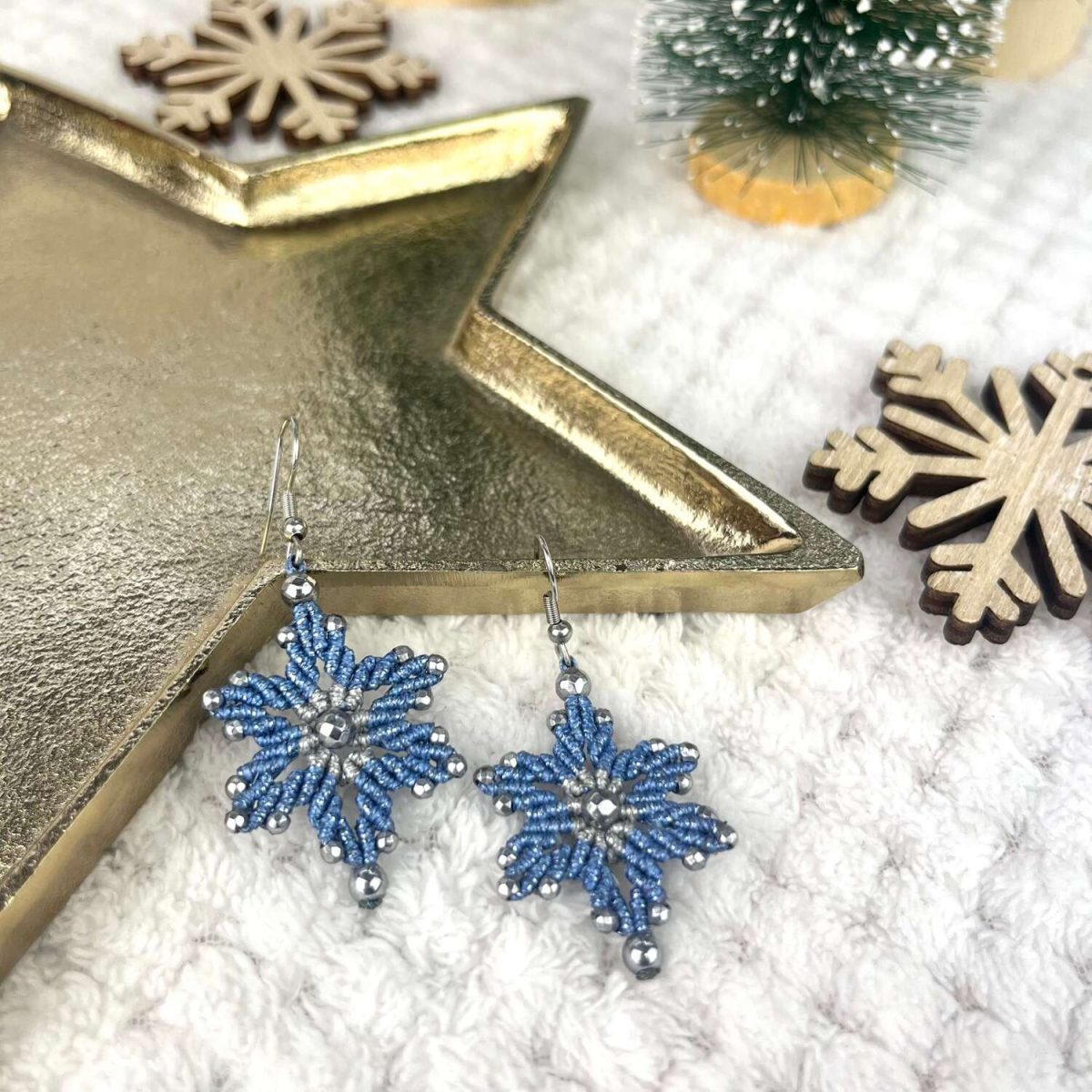 Μακραμέ Σκουλαρίκια Χιονονιφάδα - Image 3