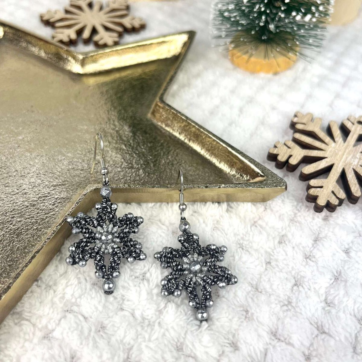 Μακραμέ Σκουλαρίκια Χιονονιφάδα - Image 4