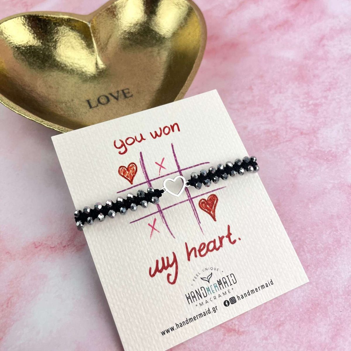 Μακραμέ Βραχιόλι Heart With Crystalls - Image 2