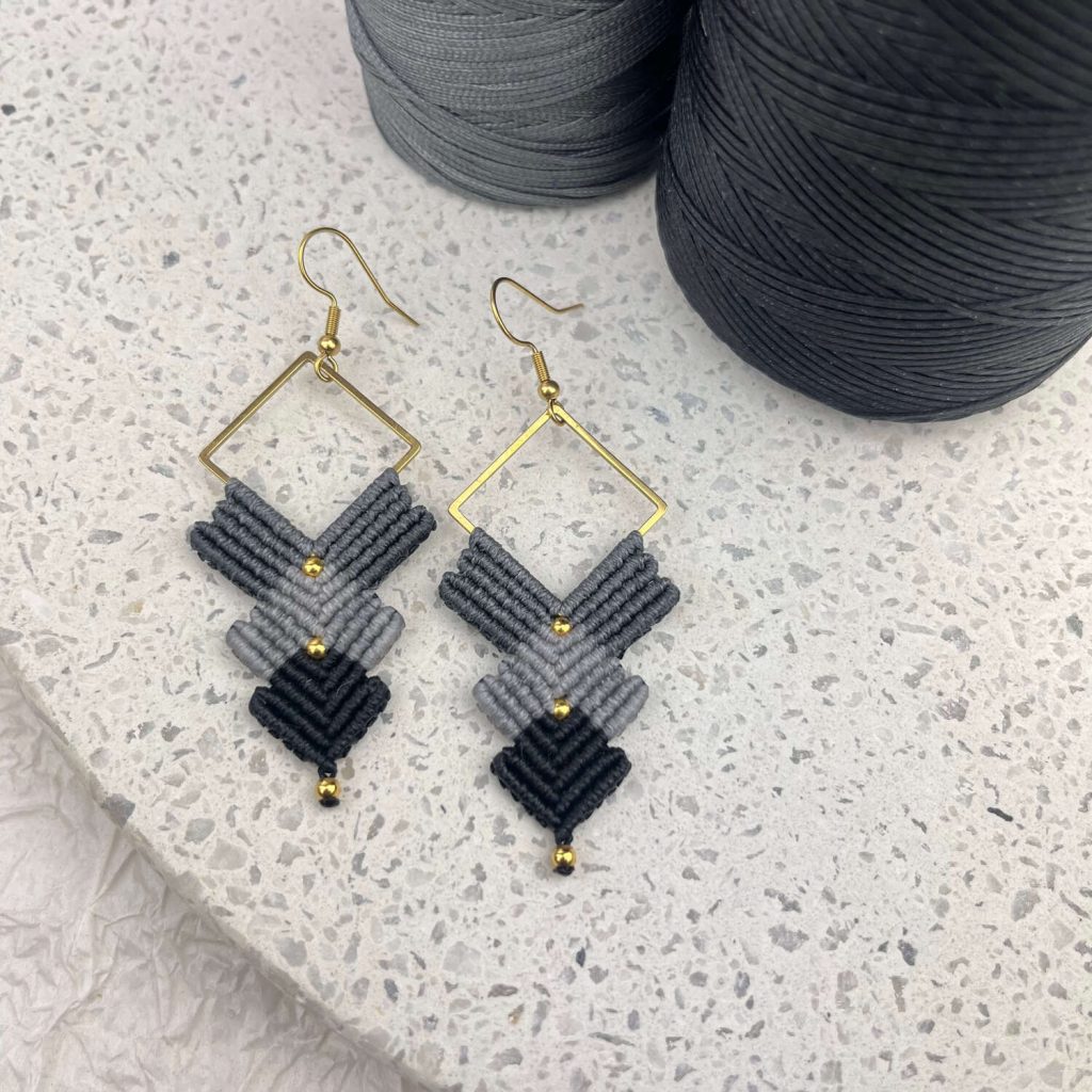 Μακραμέ Σκουλαρίκια Arrows Γκρι at Home