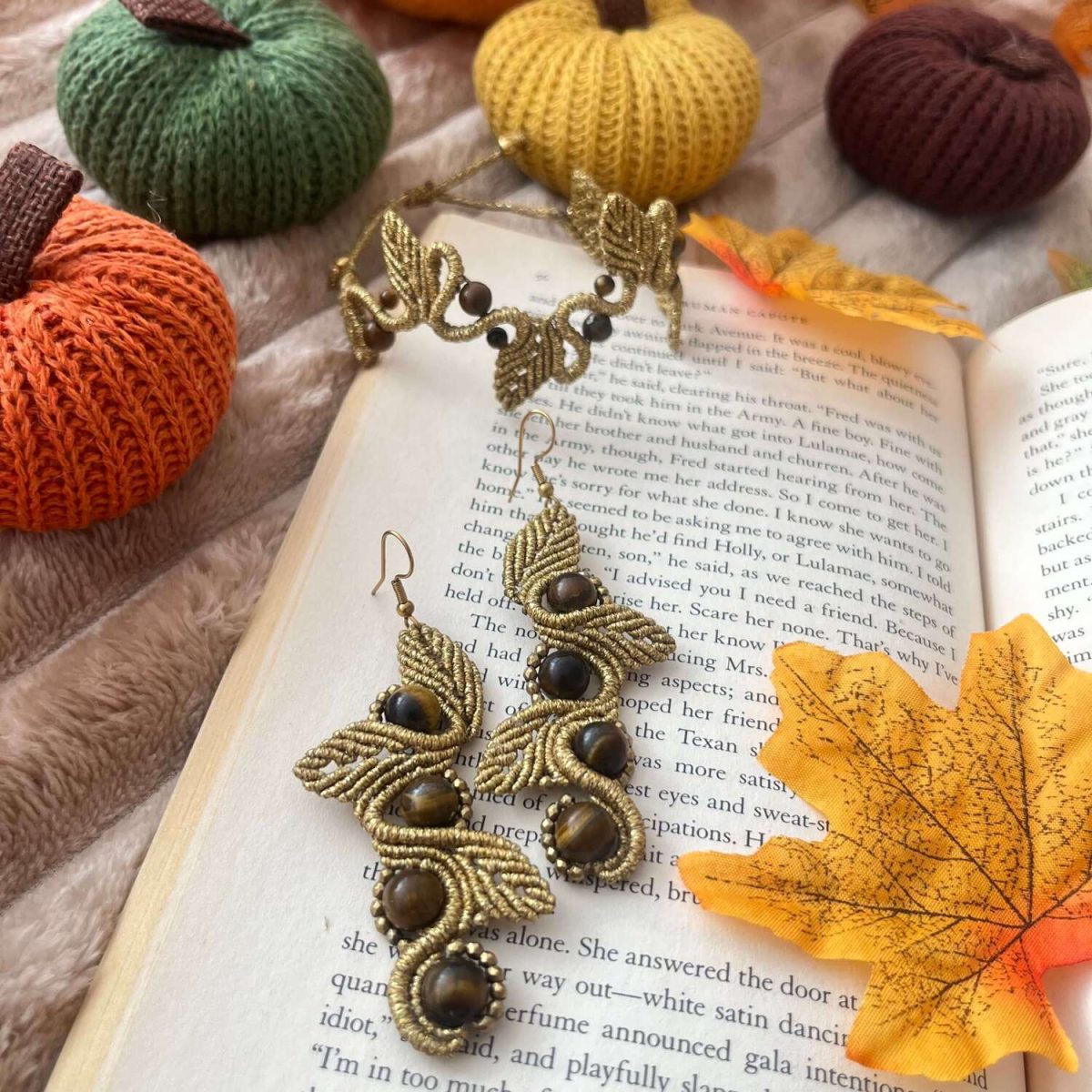 Μακραμέ Σκουλαρίκια 'Gold Autumn' - Image 3